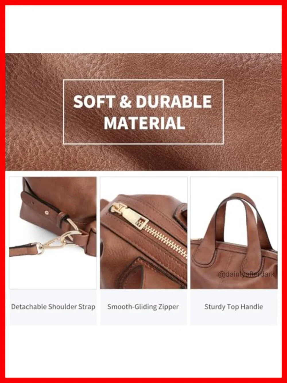 Satchel Tote Bag Vegan Leather Crossbody Purse with Adjustable Strap